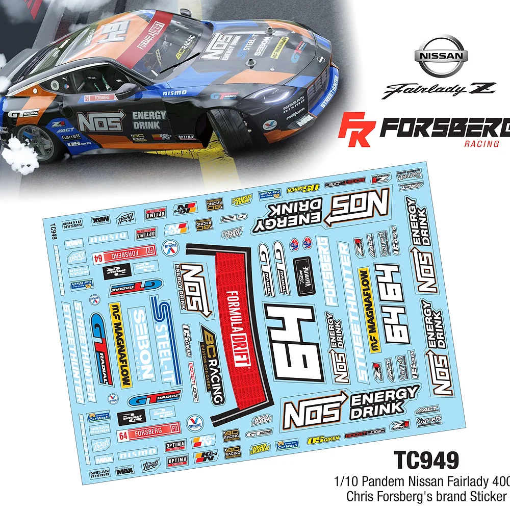 1-10 LIVERY: FORBERG NOS 400Z DECAL SHEET STICKERS  [TEAM-C] TC949