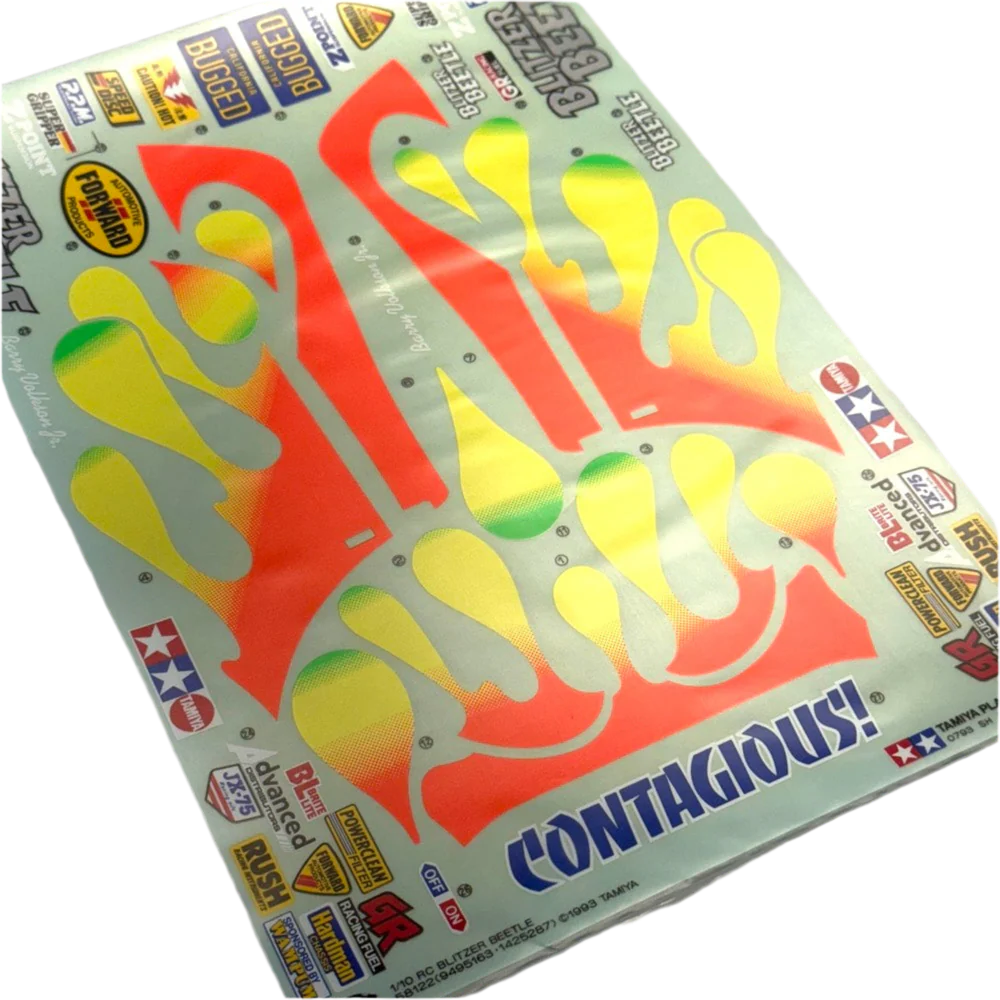 1-10 Livery: Neon Orange Yellow Flames (Blitzer Beetle) Decal Sticker Sheet [Tamiya] 9495163
