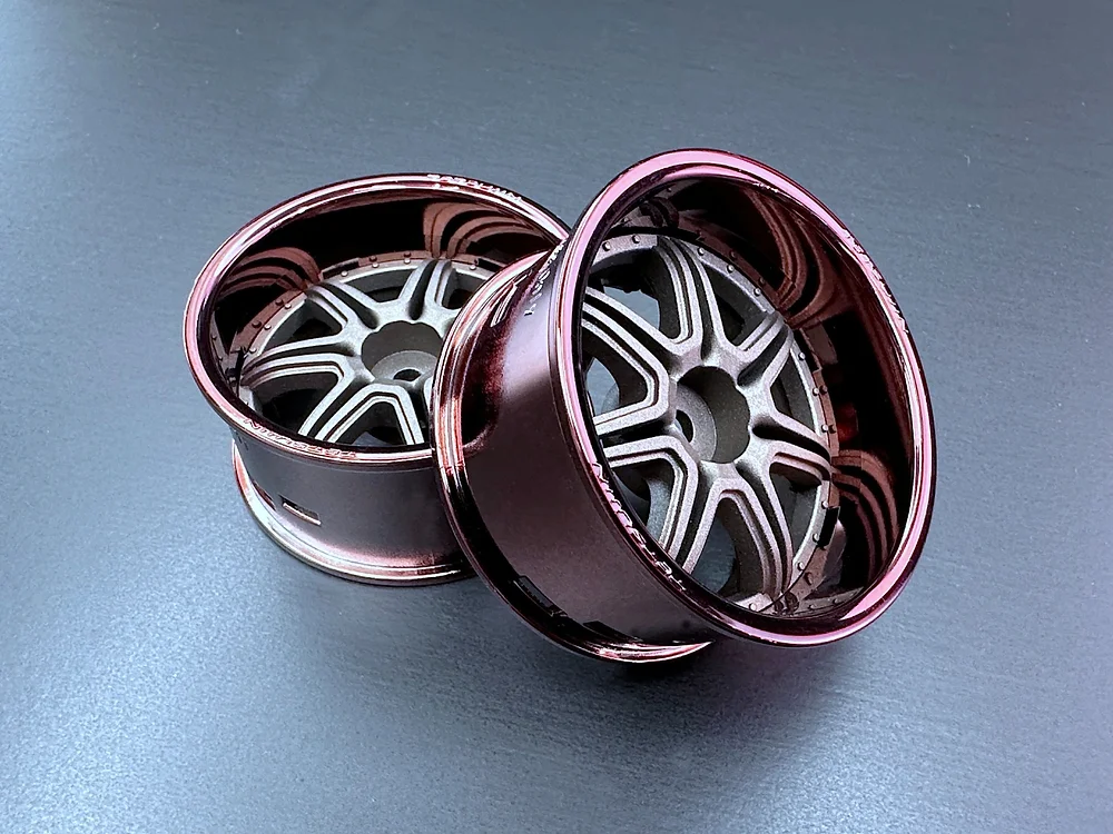 1/10 Marguerite Rims Wheels (Brown Chrome / Gold) 2, 5 8 OFFSET (PAIR) [Tetsujin] TT-8439
