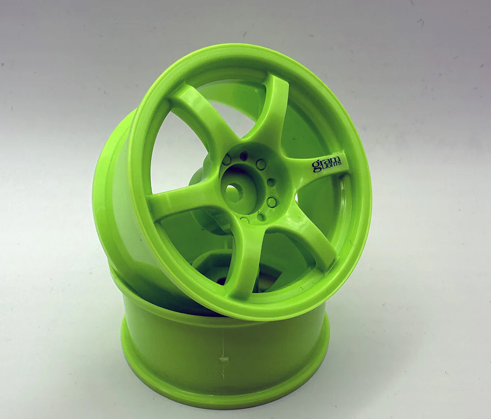 1-10 RAYS - Neon Green GRAMLIGHTS 57D Rims 6mm 8mm - DRIFT RIMS [LAB] LW-0406GRa LW-0408GRa