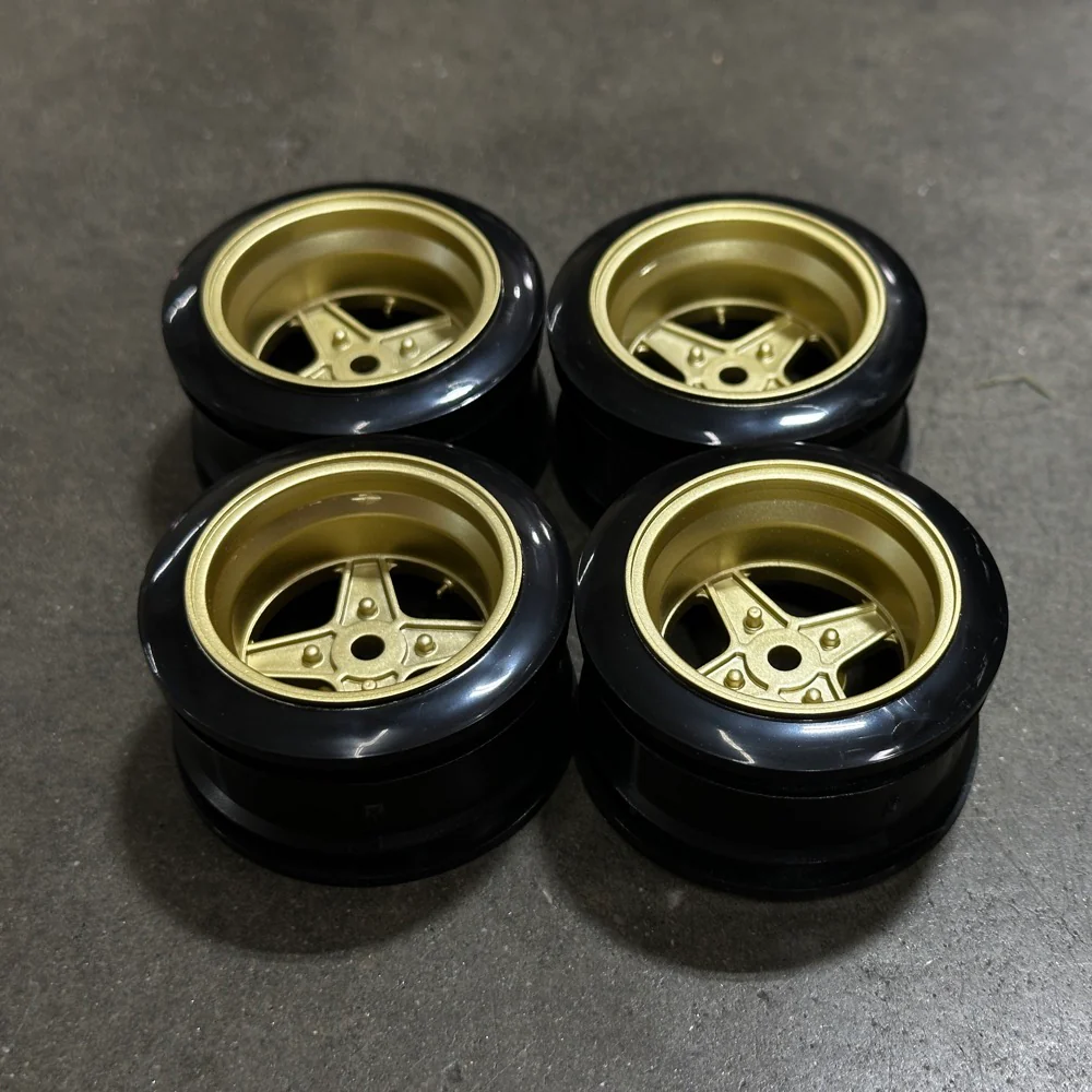 1-10 TAKECHI PROJECT RACING HART 4 SPOKE RIMS (GOLD) +9 (4 PACK) (INCH DOWN) [K FORCE] KF-5819 - Image 2