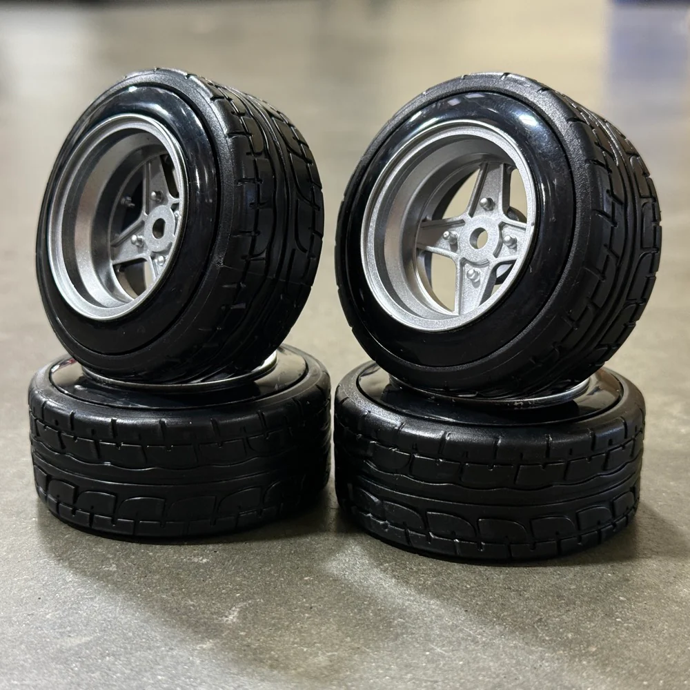 1-10 TAKECHI PROJECT RACING HART 4 SPOKE RIMS +6 (SILVER) + ADVAN TIRES [K FORCE] KF-5827T