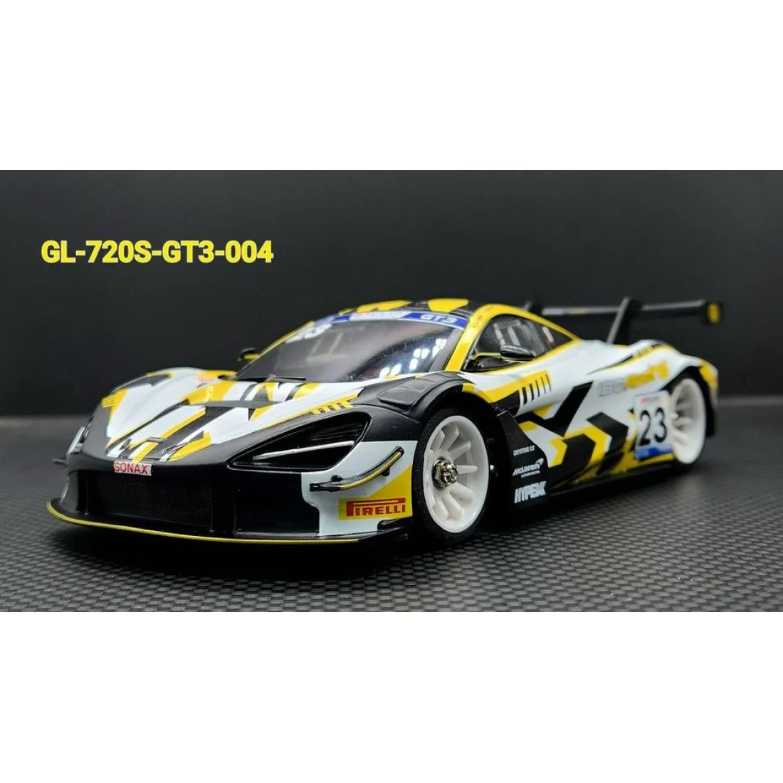 1-28 GL 720S GT3 Body-004 (23)- YELLOW - WHITE (102mm Wheel base LM) for Mini-Z [GL Racing] GL-720S-GT3-004