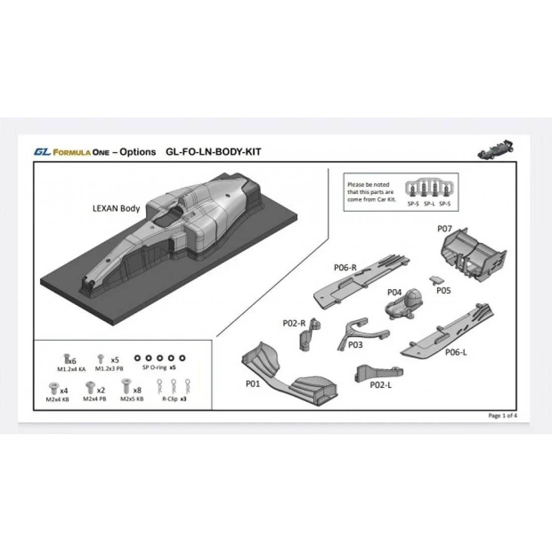 1-28 GL Formula One - Lexan Clear Body Set [GL Racing] GL-FO-LN-BODY-KIT - Image 2