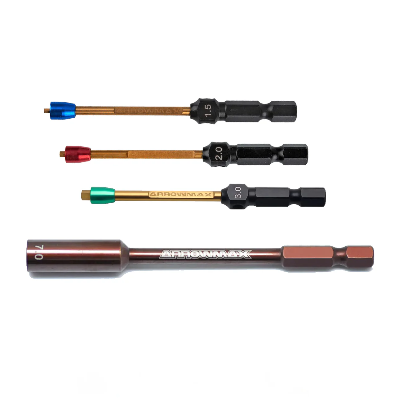 1.5mm 2.0mm 3.0mm Allen Wrench + NUT DRIVER - POWER TIP V2 SET [Arrowmax] AM512120 AM-512130 AM-512115 AM-551170