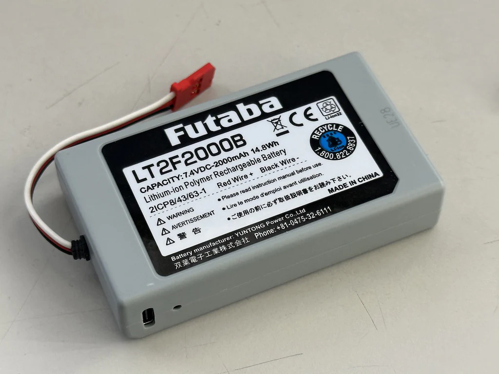 10PX TRANSMITTER 2000MAH 2S 7.4V LIPO BATTERY (BUILT IN USB-C PORT) FOR PASS THRU CHARGING T16IZ [Futaba] FUTUBA0151 - Image 2