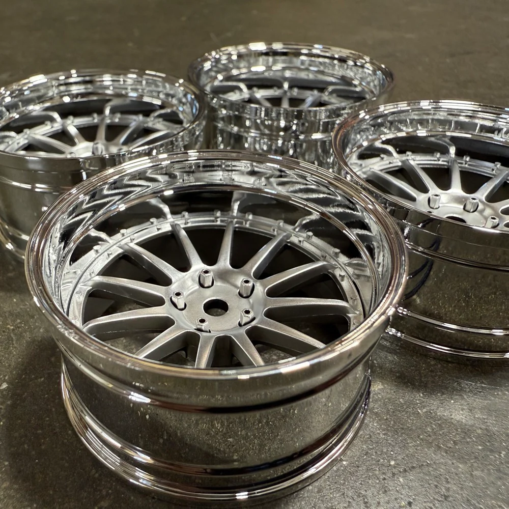 12 Multi Spoke (Silver / Chrome Lip) Adjustable Offset Rims (4-Pack) 1-10 SSR Style Wheels [MST] 832105FS - Image 3