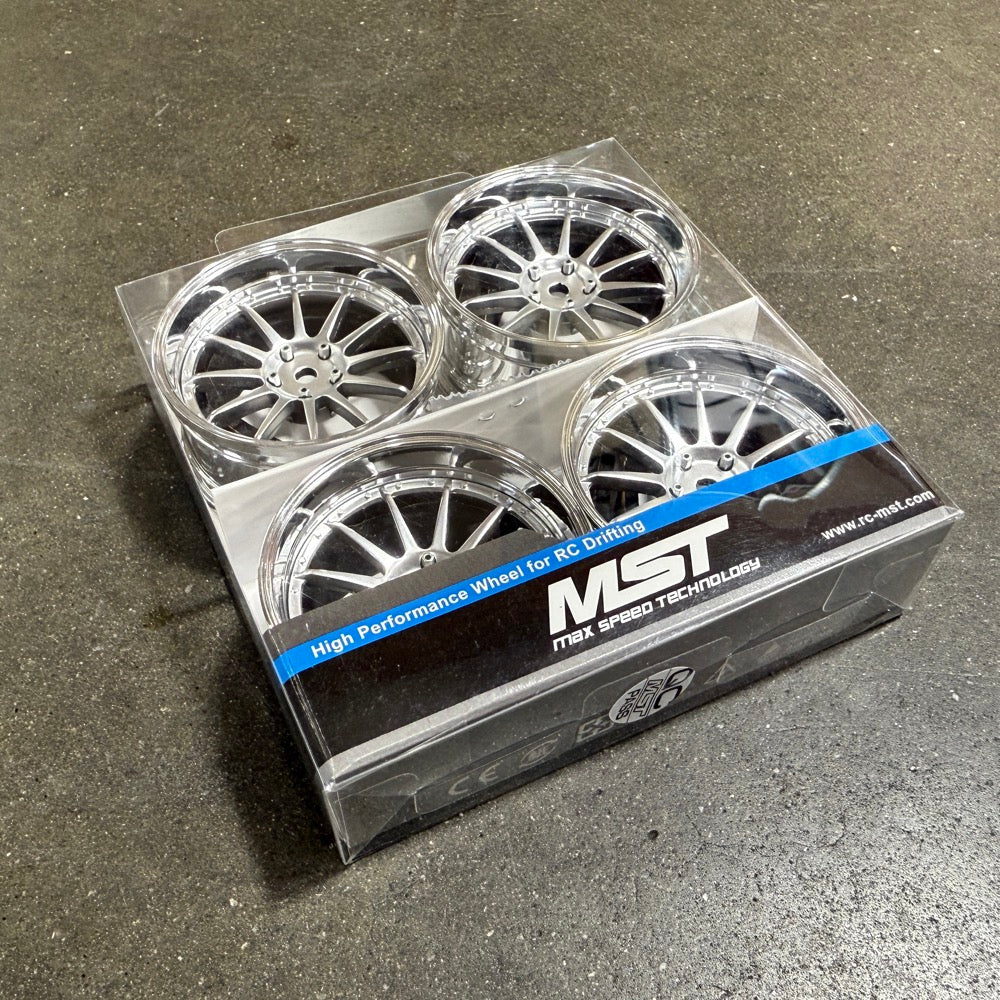 12 Multi Spoke (Silver / Chrome Lip) Adjustable Offset Rims (4-Pack) 1-10 SSR Style Wheels [MST] 832105FS - Image 4
