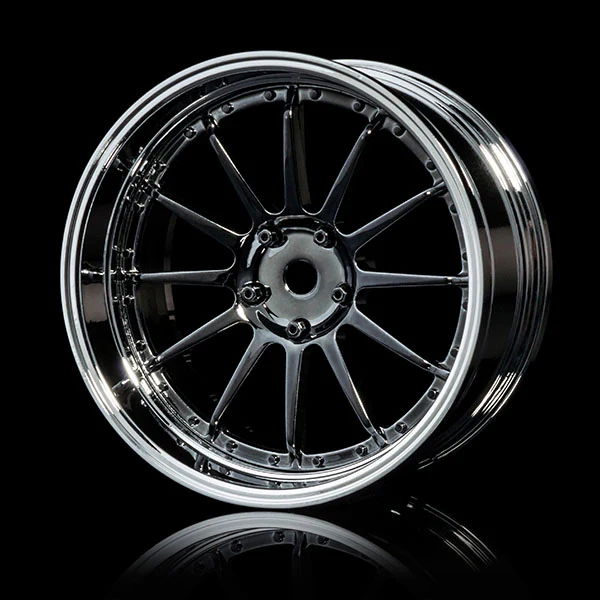12 Spoke Multispoke BLITZ Style (Gunmetal - CHROME LIP) 1-10 S-SBK 21 AdjustableOffset Rims (4-Pack) [MST] 832105SBK