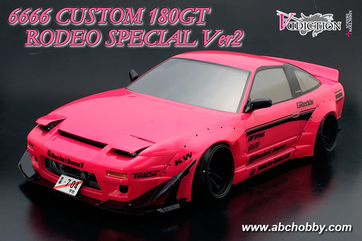 180GT Rodeo Special Ver.2 6666 Custom Clear Body Set 180SX w- Addiction AD010-6 Rocket Bunny Aero Kit [ABC Hobby] 67166