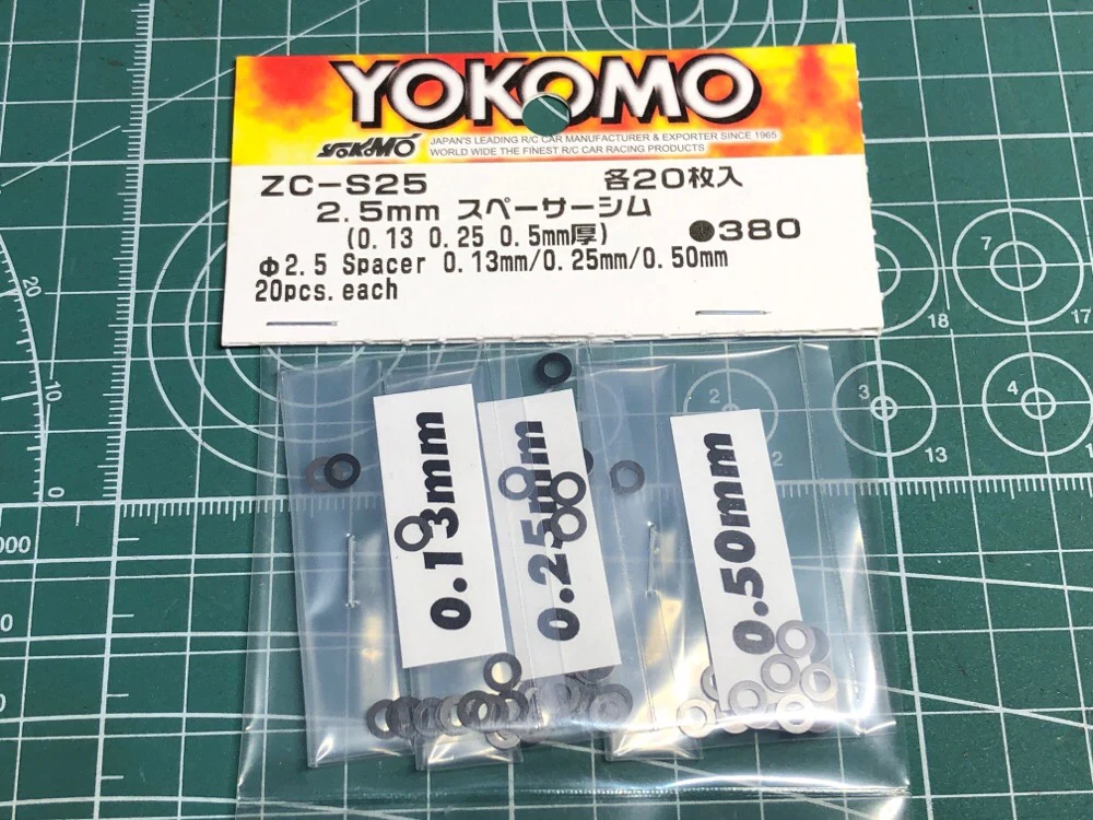 2.5mm Spacer Stainless Steel Shims (.13mm - .25mm .5mm) (20 of each) [Yokomo] ZC-S25A