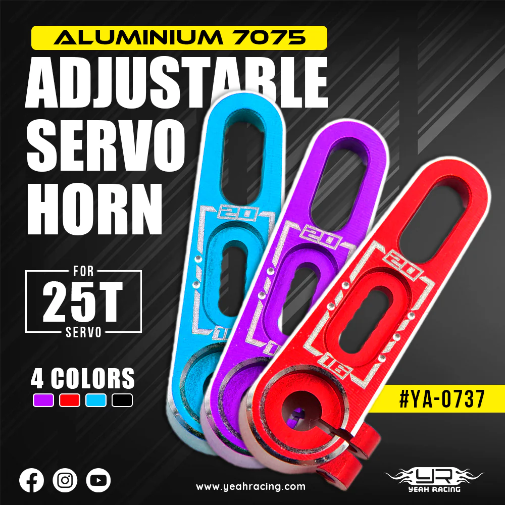 25T Aluminium 7075 Adjustable Servo Horn 15.5mm to 20mm (Purple, Red, Blue, Black) [Yeah Racing] YA-0737
