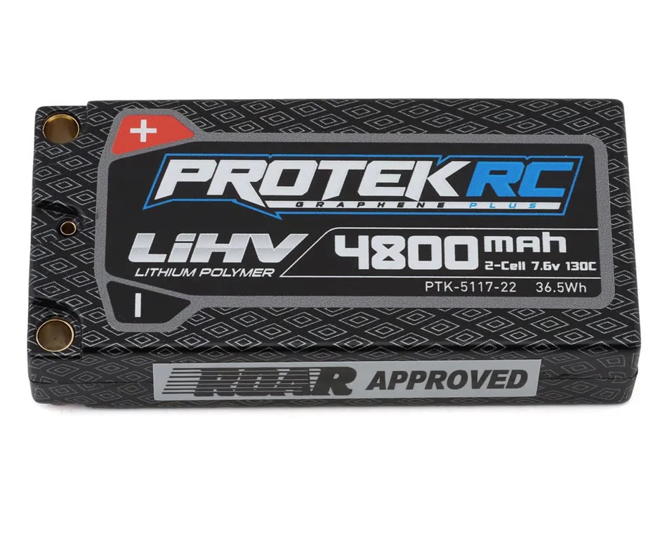 2S 120C Low IR Si-Graphene + HV LCG Shorty LiPo Battery (7.6V-4800mAh) w-5mm Connectors (ROAR Approved) [ProTek] PTK-5117-22