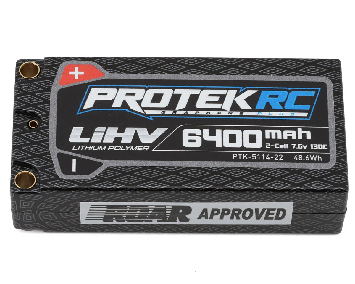 2S 130C Low IR Si-Graphene + HV LCG Shorty LiPo Battery (7.6V-6400mAh) w-5mm Connectors (ROAR Approved) [ProTek] PTK-5114-22