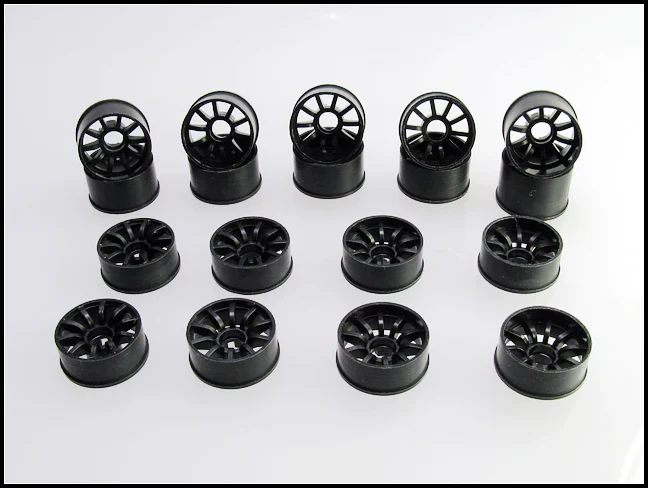 2WD Machine Cut - 10 Spoke Wheels BLACK - RWD Rims for Mini-Z (1-28) (8.5mm - 11mm - 14mm) [PN Racing] - Image 11
