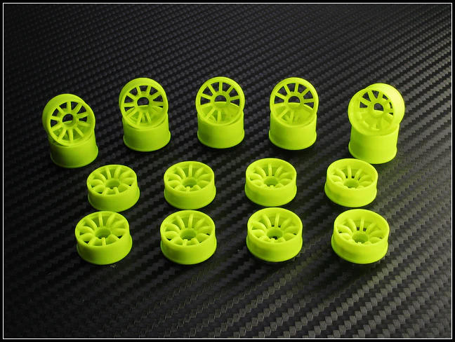 2WD Machine Cut - 10 Spoke Wheels YELLOW - RWD Rims for Mini-Z (1-28) (8.5mm - 11mm - 14mm) [PN Racing] - Image 10
