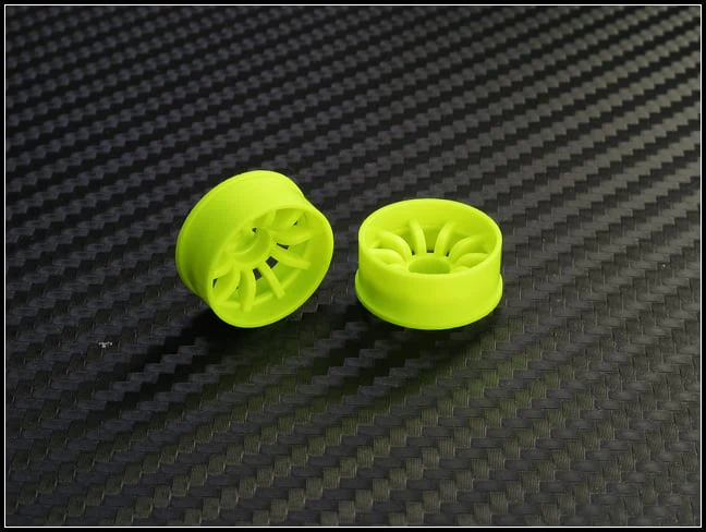 2WD Machine Cut - 10 Spoke Wheels YELLOW - RWD Rims for Mini-Z (1-28) (8.5mm - 11mm - 14mm) [PN Racing] - Image 2
