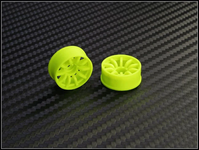 2WD Machine Cut - 10 Spoke Wheels YELLOW - RWD Rims for Mini-Z (1-28) (8.5mm - 11mm - 14mm) [PN Racing] - Image 3
