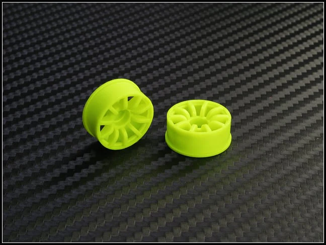 2WD Machine Cut - 10 Spoke Wheels YELLOW - RWD Rims for Mini-Z (1-28) (8.5mm - 11mm - 14mm) [PN Racing] - Image 4