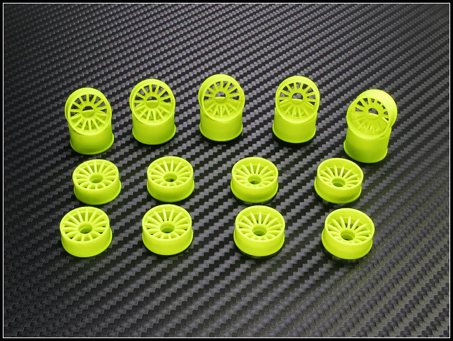 2WD Machine Cut - 16 Spoke Wheels YELLOW - RWD Rims for Mini-Z (1-28) (8.5mm - 11mm - 14mm) [PN Racing] - Image 11