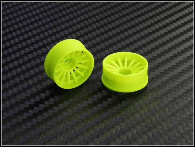 2WD Machine Cut - 16 Spoke Wheels YELLOW - RWD Rims for Mini-Z (1-28) (8.5mm - 11mm - 14mm) [PN Racing] - Image 4