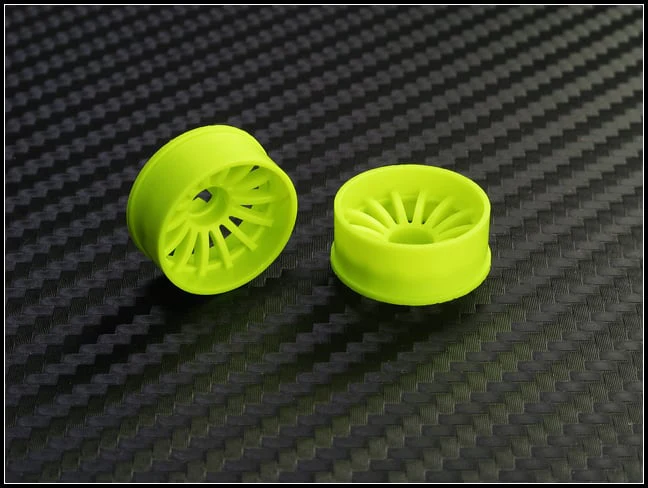 2WD Machine Cut - 16 Spoke Wheels YELLOW - RWD Rims for Mini-Z (1-28) (8.5mm - 11mm - 14mm) [PN Racing] - Image 5
