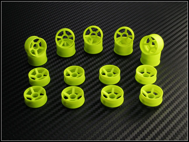 2WD Machine Cut - 5 Spoke Wheels YELLOW - RWD Rims for Mini-Z (1-28) (8.5mm - 11mm - 14mm) [PN Racing] - Image 11