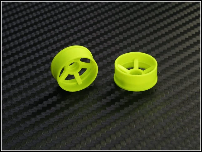 2WD Machine Cut - 5 Spoke Wheels YELLOW - RWD Rims for Mini-Z (1-28) (8.5mm - 11mm - 14mm) [PN Racing] - Image 2