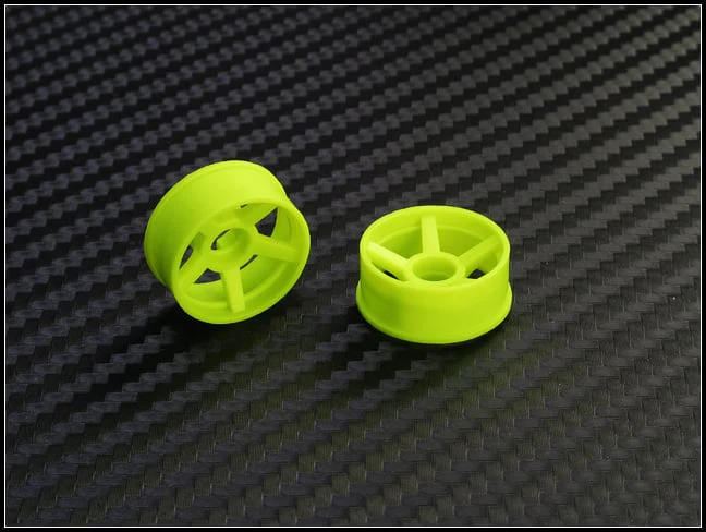 2WD Machine Cut - 5 Spoke Wheels YELLOW - RWD Rims for Mini-Z (1-28) (8.5mm - 11mm - 14mm) [PN Racing] - Image 4