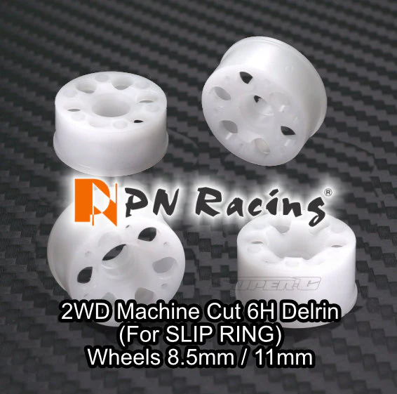 2WD Machine Cut WHITE - 6 Hole Wheels (with slip ring disc holes) - RWD Rims for Mini-Z (8.5mm - 11mm - 14mm) [PN Racing] MR2085