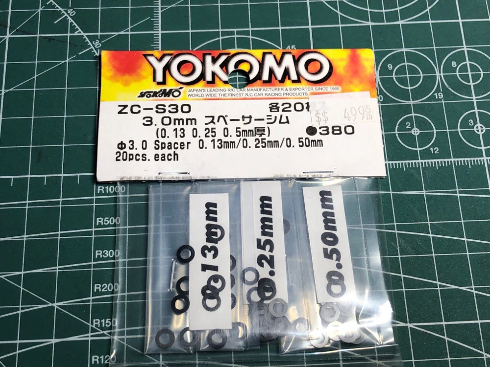 3.0mm Spacer Stainless Steel Shims (.13mm - .25mm .5mm) (20 of each) [Yokomo] ZC-S30A