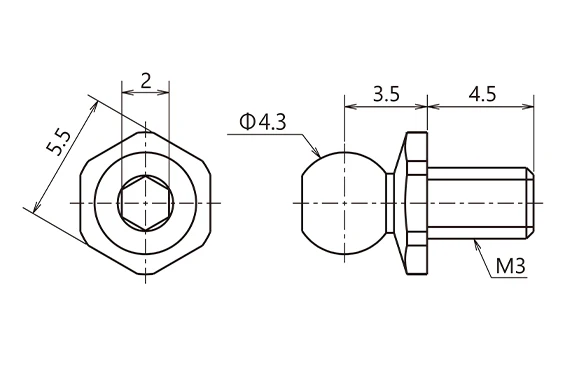 4.3mm SPM TITANIUM ROD END BALL SHORT NECK ( LENGTH 4.5MM)  2-Pack [Reve D] RT-006SNS - Image 3