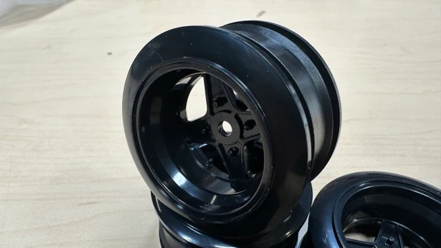 4 SPOKE - RACING HART TAKECHI FR 4H - 9MM OFFSET OLD SCHOOL INCHDOWN 1-10 RIMS - BLACK (4 PACK) [K SPORT] 4SPOKE-B9