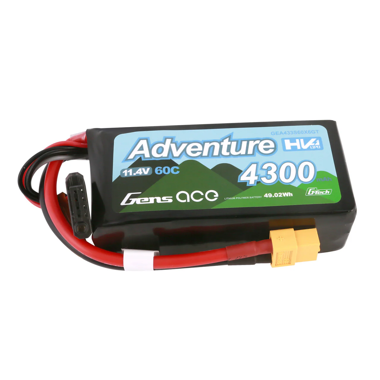 4300mAh 3S 60C 11.4V Adventure High Voltage G-tech Lipo Battery with XT60 Plug [Gens Ace] GEA43003S50X6