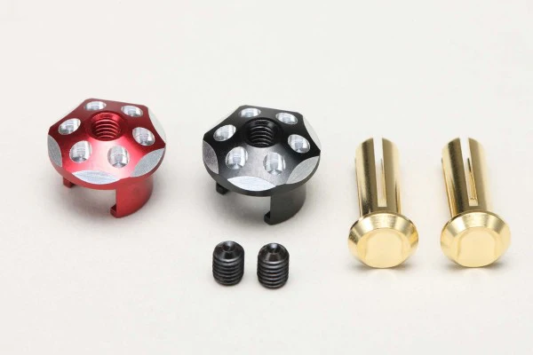 4mm Aluminum Battery Bullets with Caps Set (Red/Black) [Yokomo] RP-121P4