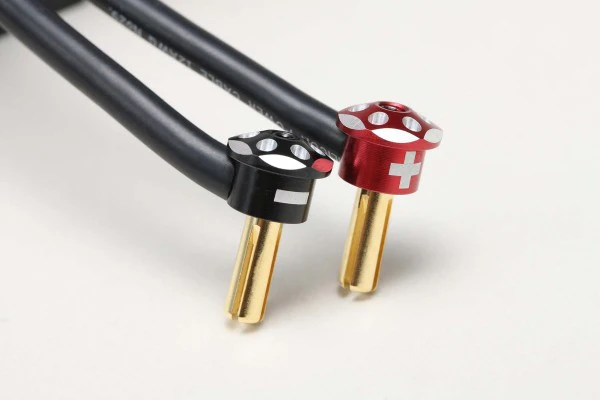 4mm Aluminum Battery Bullets with Caps Set (Red/Black) [Yokomo] RP-121P4 - Image 3