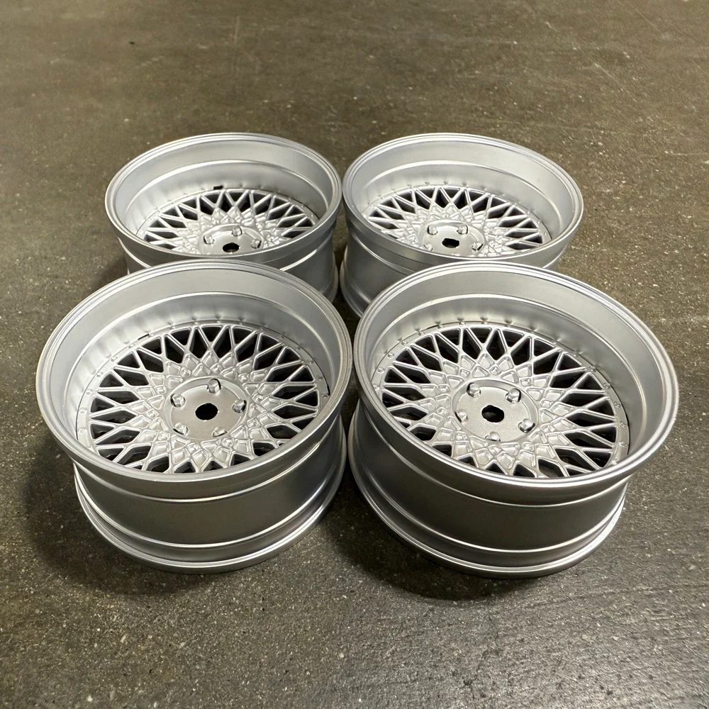 501 Mesh (Silver / Silver Lip) Adjustable Offset Rims (4-Pack)  1-10 BBS STYLE [MST] 832104FS - Image 2