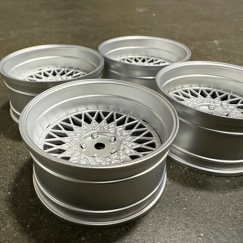 501 Mesh (Silver / Silver Lip) Adjustable Offset Rims (4-Pack)  1-10 BBS STYLE [MST] 832104FS - Image 3