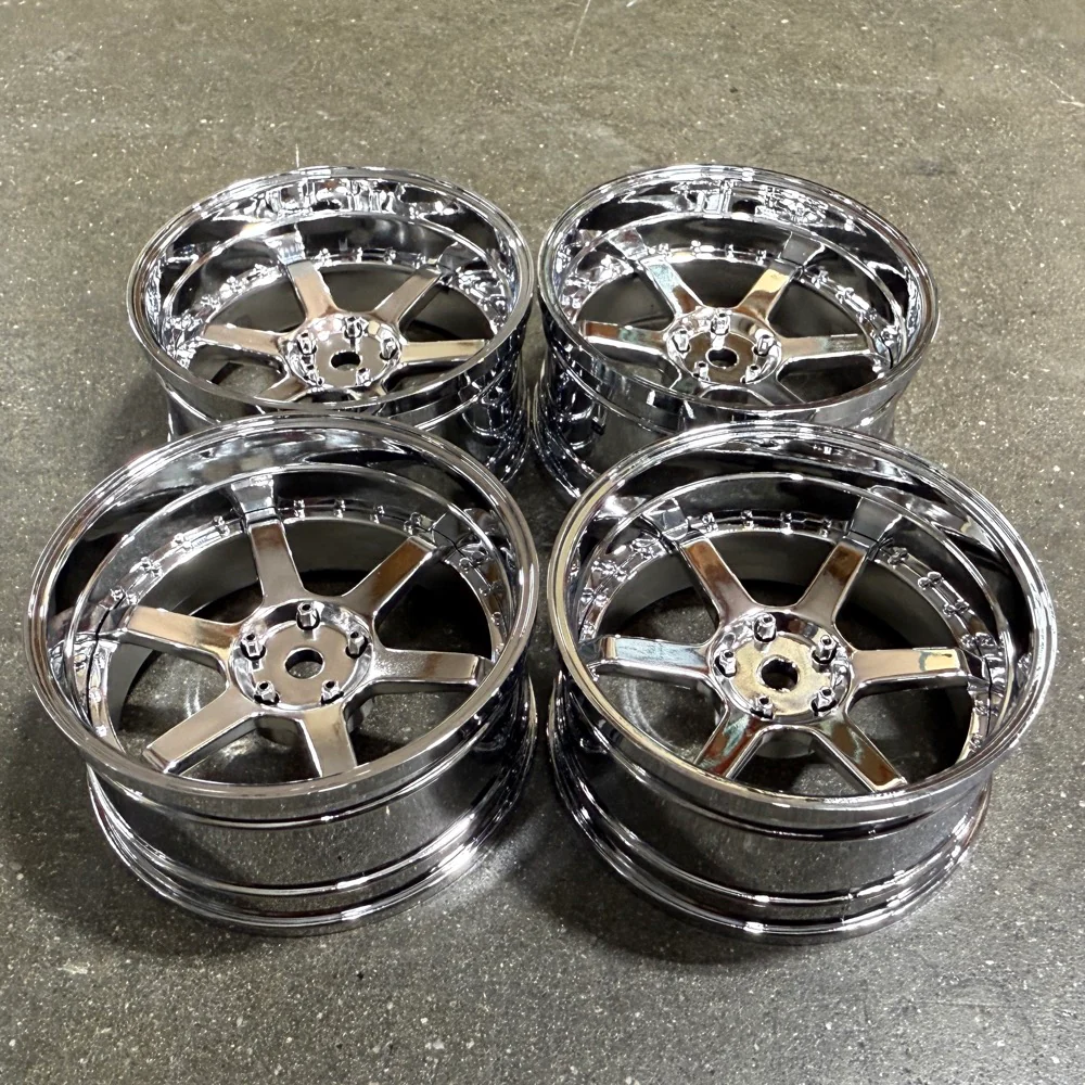 6 Spoke (Chrome) Adjustable Offset Rims (4-Pack) 1-10 TE37 HRE 546 Style Wheels [MST] 832107S - Image 4
