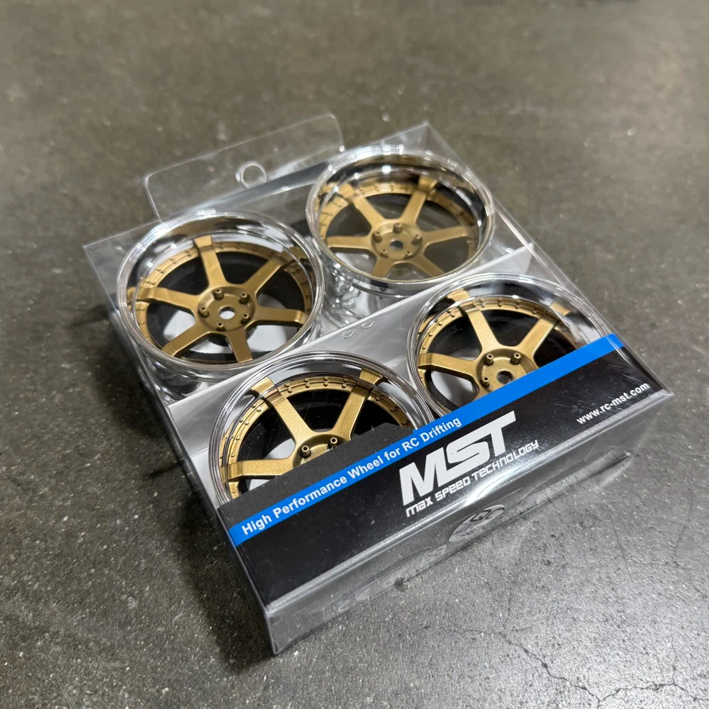 6 Spoke (Gold / Chrome Lip) Adjustable Offset Rims (4-Pack) 1-10 TE37 HRE 546 Style Wheels [MST] 832107GD - Image 4