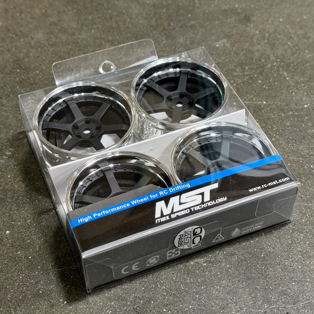 6 Spoke (Matte Black / Chrome Lip) Adjustable Offset Rims (4-Pack) 1-10 TE37 HRE 546 Style Wheels [MST] 832107FBK - Image 3