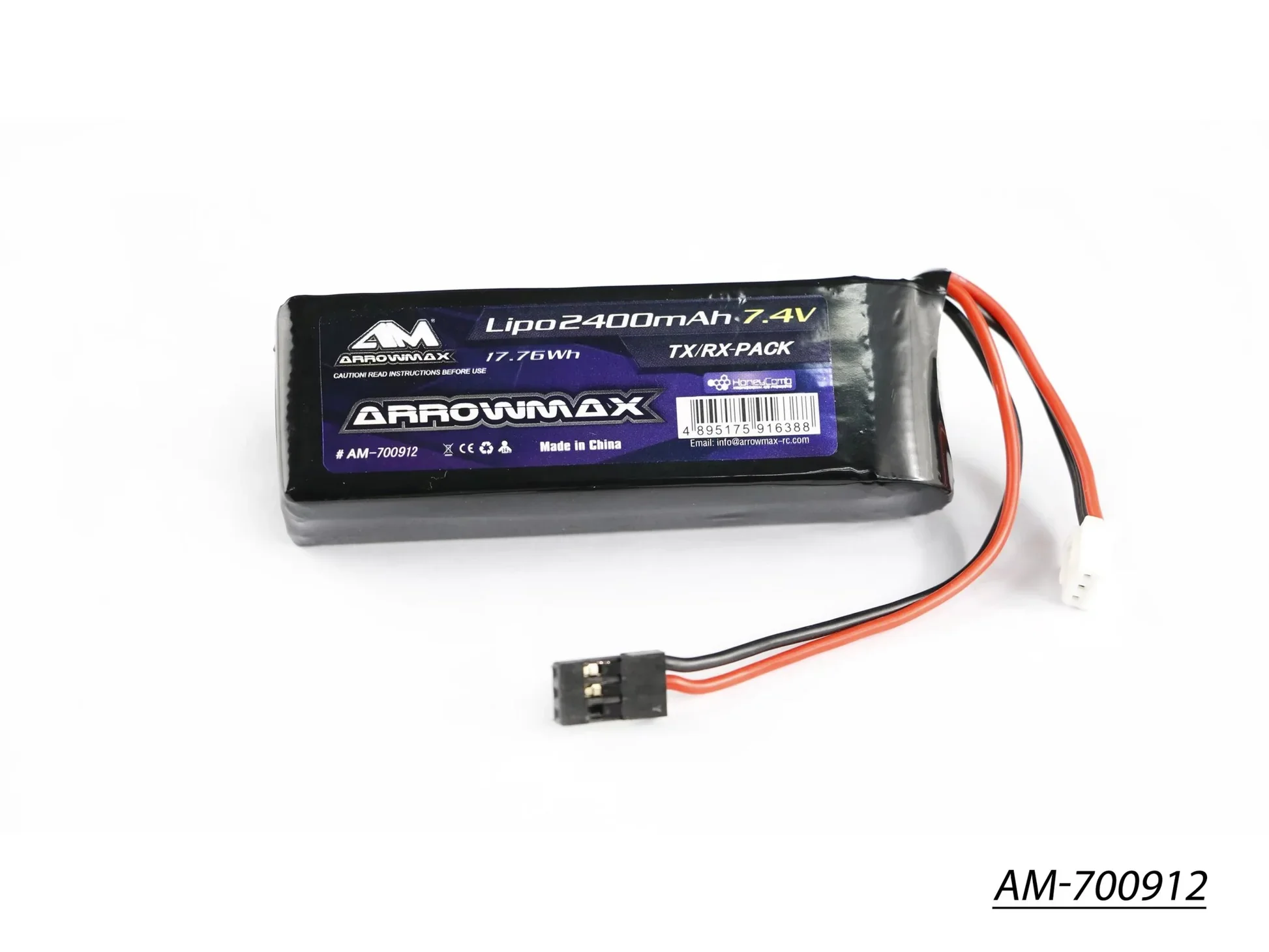 7.4V 2400mAh 2S LiPo Flat Receiver Battery with JR/FUT Plug Transmitter TX Pack[Arrowmax] AM-700912