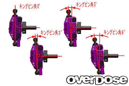 Adjustable Aluminum RWD Knuckle Set TYPE-2 (PURPLE) [OVERDOSE] OD2437B - Image 2