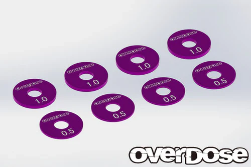 PREORDER: Aluminium Wheel Spacer Set Black 0.5Tx4pcs, 1.0Tx4pcs - Red Purple Black [Overdose] OD2743b OD2744b OD2745b - Image 3