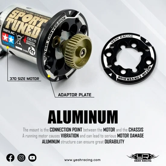 Aluminum 540 Motor Mount (370/380 to 540) [Yeah Racing] YA-0720BK