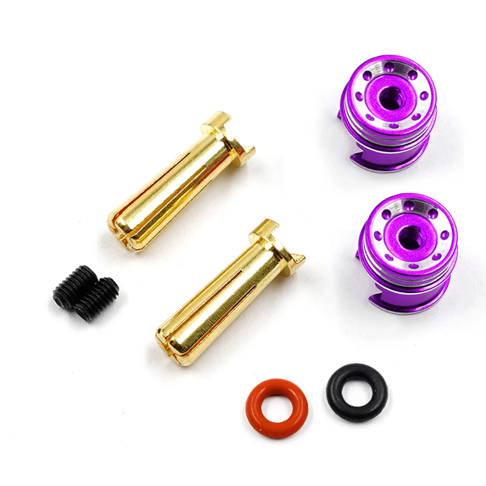 Aluminum Grip - 4mm / 5mm Bullet Plugs for Battery (from ESC) Gold Blue Red Purple Black [Yeah Racing] WPT-0160 WPT-0159 - Image 2