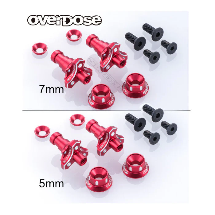 PREORDER: Aluminum One Piece Axle Shaft Type-2 (For OD/RWD) 7mm 5mm (RED PURPLE BLACK) [Overdose] - Image 2