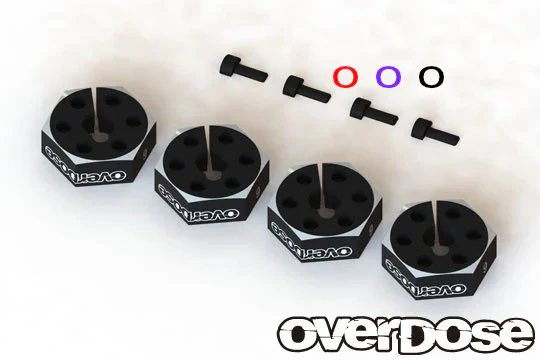 Aluminum Wheel Hub - 6mm Set (4pc) RED PURPLE BLACK [Overdose] OD2478B OD2872 OD2873