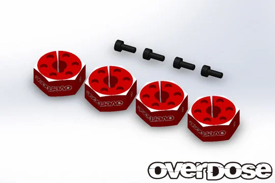 Aluminum Wheel Hub - 6mm Set (4pc) RED PURPLE BLACK [Overdose] OD2478B OD2872 OD2873 - Image 4
