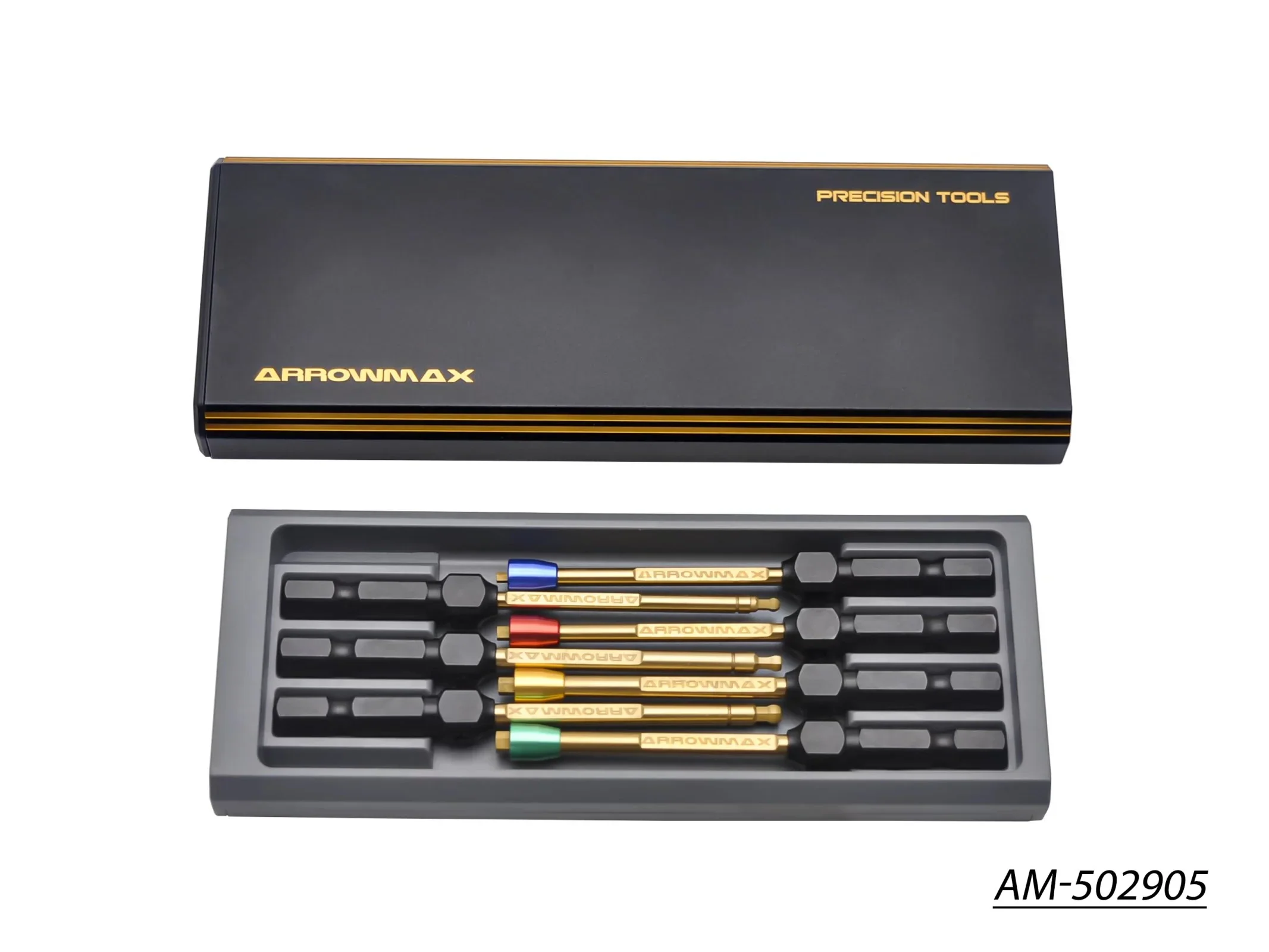 AM Power Tool Tip Set 7 Pieces With Aluminum Case Black [Arrowmax] AM-502905